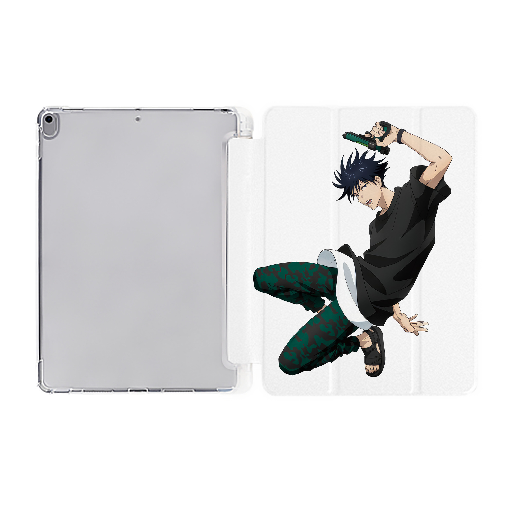 （画像用） 呪術廻戦 Jujutsu Kaisen IPad ケース ペン収納付き 三つ折りスタンド PUレザー×シリコン 対応機種9.5/10.5/10.9インチ